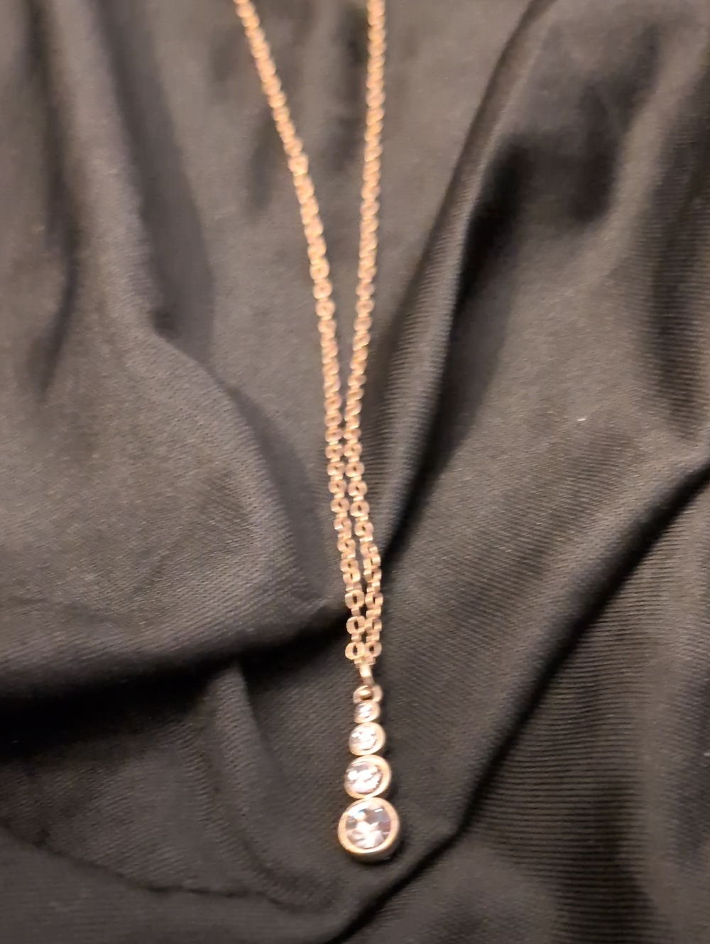 Gold Drop Pendant Necklace with Swarovski Crystal Clear Stones